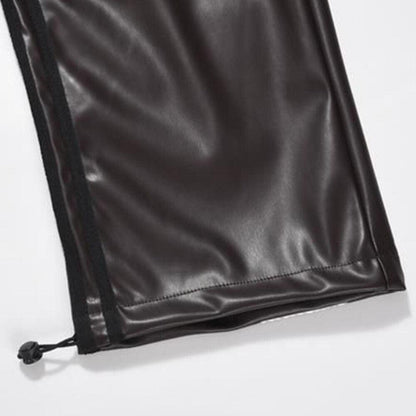 Straight Casual Leather Pants     - VONVEX