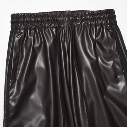 Straight Casual Leather Pants     - VONVEX