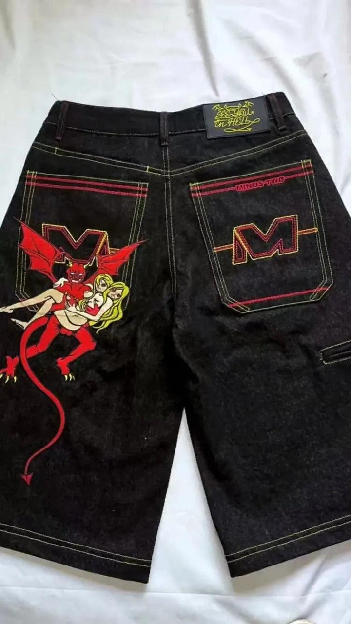 Y2K Casual Letter Printed Jorts jorts Style-6 S  - VONVEX
