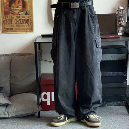 Trousers Baggy Denim Jeans  Black S  - VONVEX