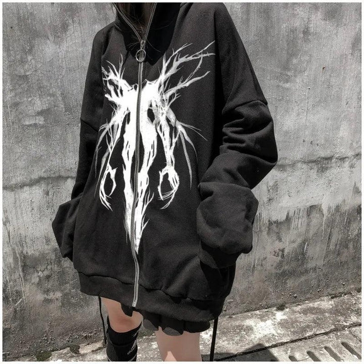 White Ghost Gothic Sweatshirt  Black M  - VONVEX