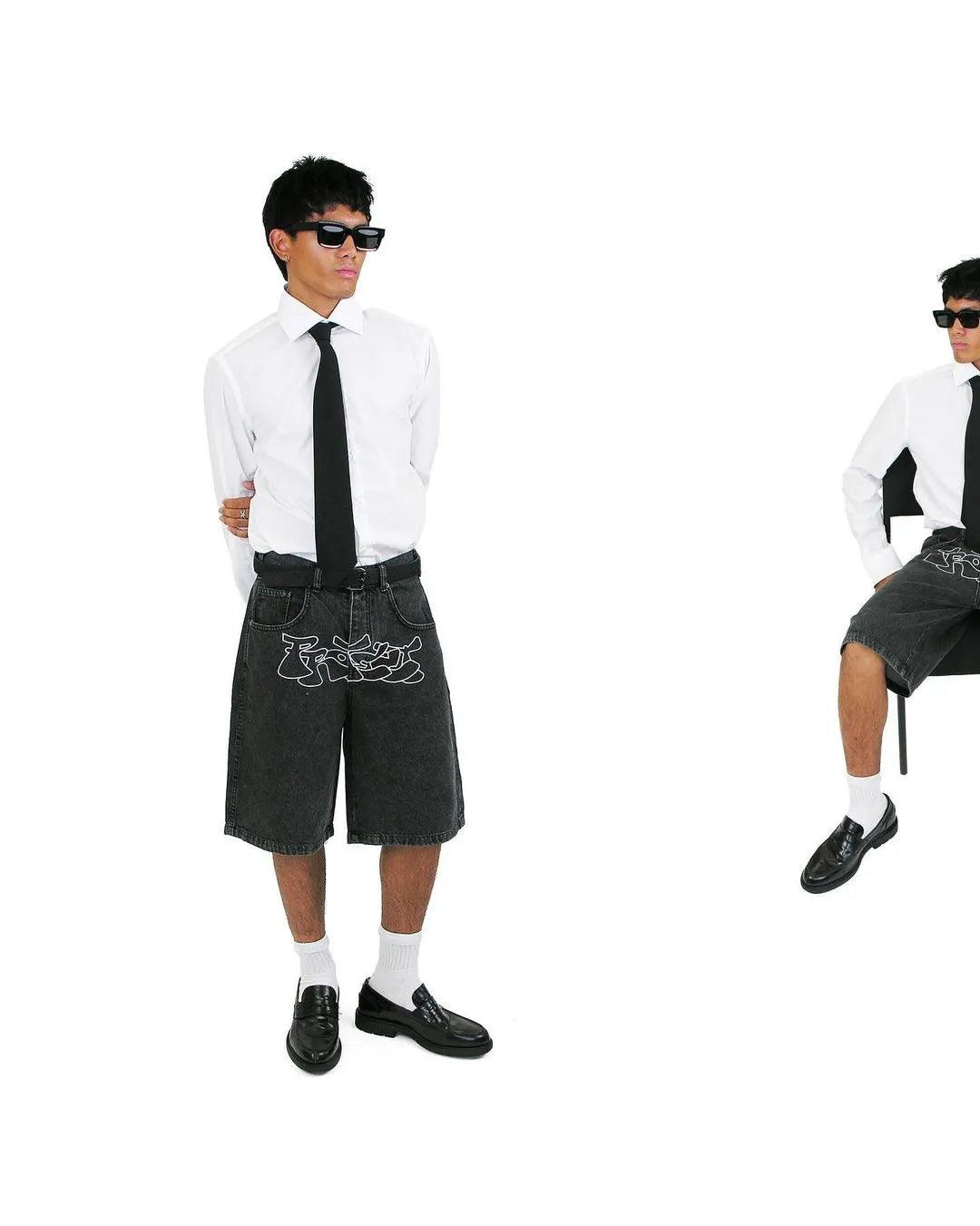 Y2K Casual Denim Jorts jorts    - VONVEX