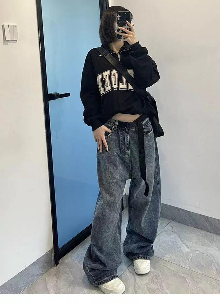 Y2K Harajuku Baggy Femme Jeans     - VONVEX