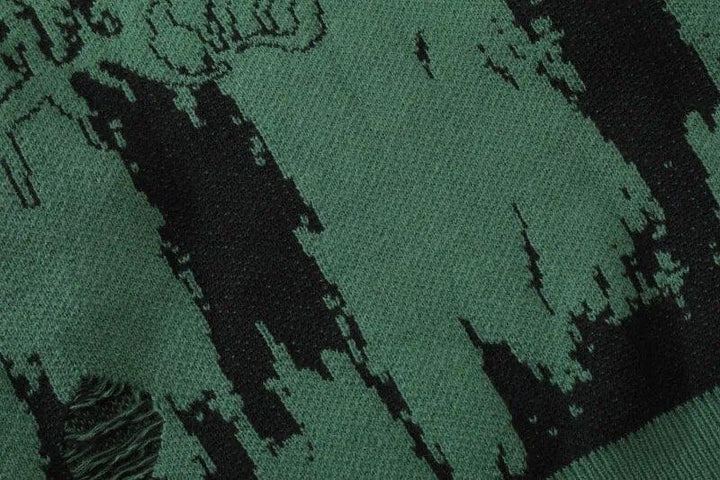Y2K Knitted Punk Hipster Gothic Sweater     - VONVEX