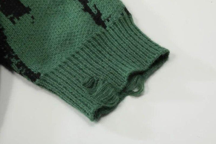 Y2K Knitted Punk Hipster Gothic Sweater     - VONVEX