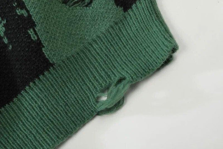 Y2K Knitted Punk Hipster Gothic Sweater     - VONVEX
