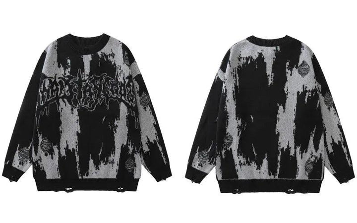 Y2K Knitted Punk Hipster Gothic Sweater     - VONVEX