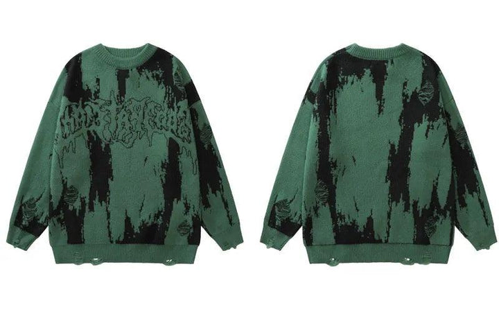 Y2K Knitted Punk Hipster Gothic Sweater     - VONVEX