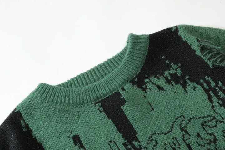 Y2K Knitted Punk Hipster Gothic Sweater     - VONVEX