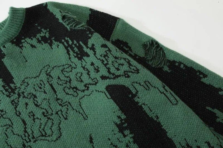 Y2K Knitted Punk Hipster Gothic Sweater     - VONVEX