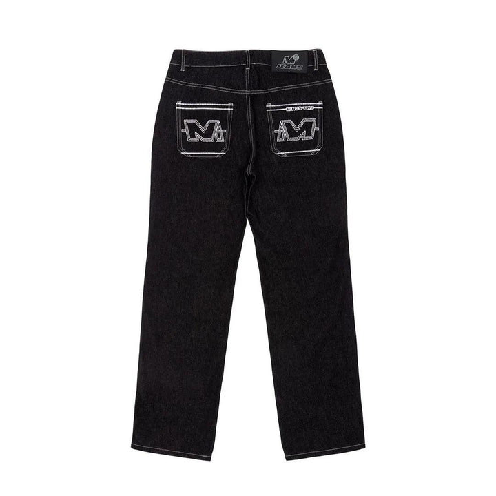 Y2k Letter Printed Black Pants     - VONVEX