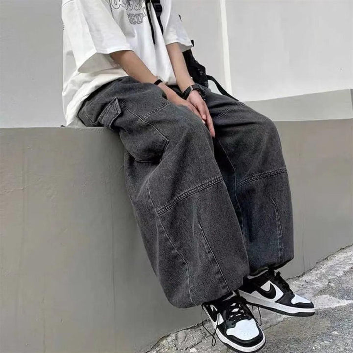 Y2K Trousers Baggy Jeans bottom Grey S  - VONVEX